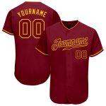 Custom Name Number Authentic Baseball Jersey - Personalized Crimson Crimson-Gold Team Jersey Personalized Crimson Crimson-Gold