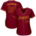 Custom Name Number Authentic Baseball Jersey - Personalized Crimson Crimson-Gold Team Jersey Personalized Crimson Crimson-Gold