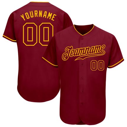 Personalized Crimson Gold Baseball Jersey for Adults and Kids - Custom Sports Apparel Personalized Crimson Crimson-Gold Baseball