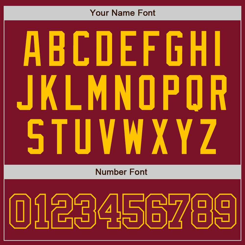 Personalized Crimson Crimson-Gold Baseball Jersey Personalized Crimson Gold Baseball Jersey for Adults and Kids - Custom Sports Apparel Personalized Crimson Crimson-Gold Baseball - Image 5