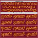 Custom Name and Number Crimson-Gold Two-Button Unisex Softball Jersey - Personalized Team Apparel Personalized Crimson Crimson-Gold
