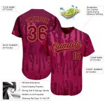 Custom Name and Number Authentic Baseball Jersey - Personalized Crimson & Old Gold 3D Pattern Design Personalized Crimson
