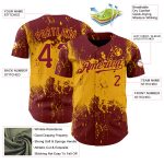 Personalized 3D Abstract Crimson Gold Splatter Art Baseball Jersey Personalized Crimson Gold 3D Abstract Splatter Grunge