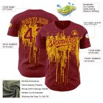 Personalized 3D Dripping Splatter Art Baseball Jersey in Crimson Gold Personalized Crimson Gold 3D Dripping Splatter Art