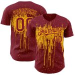 Personalized Baseball Jersey with Custom Name and Number - Crimson Gold 3D Dripping Splatter Design Authentic Team Apparel