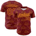 Personalized 3D Frigate Baseball Jersey with Seagulls - Custom Name & Number in Crimson Gold Design Personalized Crimson