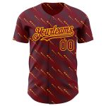 Custom Baseball Jersey with Personalized Name and Number, 3D Crimson Gold Slant Lines Design, Authentic Team Apparel Personalized