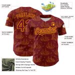 Personalized 3D Crimson Gold Frigate Ship Baseball Jersey with Seagulls Personalized Crimson Gold 3D Ship Frigate Seagulls
