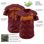 Personalized 3D Baseball Jersey - Crimson Gold Slant Lines Design Personalized Crimson Gold 3D Slant Lines Baseball Jersey