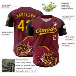 Custom Name Number Baseball Jersey and Football Helmet, 3D Pattern Design, Crimson Gold-Black Team Gear Personalized Crimson
