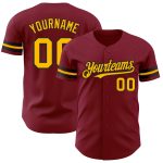 Personalized Custom Baseball Jersey with Name and Number in Crimson Gold-Black - Authentic Team Apparel Personalized Crimson
