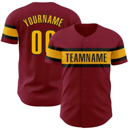Custom Crimson Gold Black Baseball Jersey for Adults - Personalized Sports Apparel Personalized Crimson Gold-Black Baseball