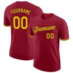 Custom Team Name Number T-Shirt - Personalized Crimson Gold-Black Performance Tee Personalized Crimson Gold-Black Performance