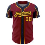 Personalized Custom Name Number Baseball Jersey - Crimson Gold Navy 3 Colors Arm Shapes Authentic Team Jersey Personalized
