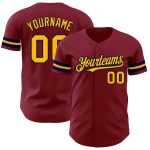 Personalized Authentic Baseball Jersey in Crimson Gold and Navy Personalized Crimson Gold-Navy Authentic Baseball Jersey