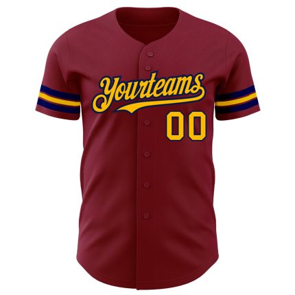Personalized Authentic Baseball Jersey in Crimson Gold and Navy Personalized Crimson Gold-Navy Authentic Baseball Jersey
