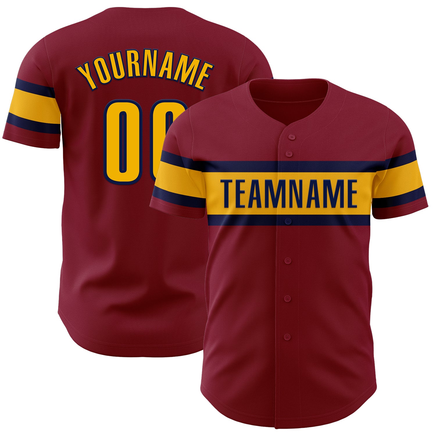 Custom Crimson Gold-Navy Baseball Jersey for Men, Women, Kids - Personalized Sports Apparel Personalized Crimson Gold-Navy