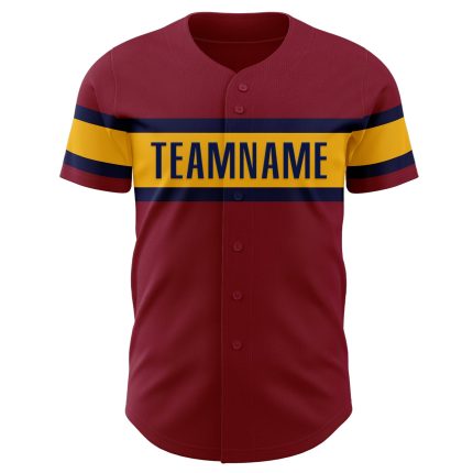 Custom Crimson Gold-Navy Baseball Jersey for Men, Women, Kids - Personalized Sports Apparel Personalized Crimson Gold-Navy