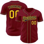 Personalized Gold-Navy Crimson Baseball Jersey for Adults and Kids Personalized Crimson Gold-Navy Baseball Jersey