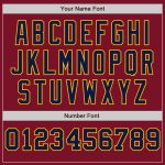 Personalized Crimson Gold-Navy Baseball Jersey with Pinstripes - Fashion Split Design Personalized Crimson Gold-Navy Pinstripe
