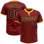 Personalized Navy Two-Button Unisex Softball Jersey with Crimson Gold Pinstripe Personalized Crimson Gold Pinstripe Navy