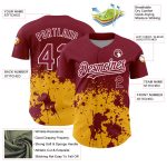 Personalized 3D Abstract Splash Grunge Art Baseball Jersey in Crimson Gold-White Personalized Crimson Gold-White 3D Abstract