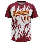 Personalized Custom Name and Number Softball Jersey Unisex 3D Pattern Crimson Gold-White Sharp Shape Two-Button Personalized