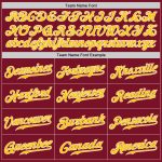 Custom Personalized Baseball Jersey with Crimson Gold-White Design, Team Name and Number Personalized Crimson Gold-White