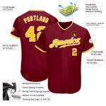 Custom Personalized Baseball Jersey with Crimson Gold-White Design, Team Name and Number Personalized Crimson Gold-White