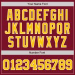 Custom Personalized Baseball Jersey with Crimson Gold-White Design, Team Name and Number Personalized Crimson Gold-White