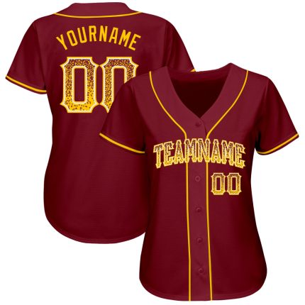 Custom Name and Number Baseball Jersey - Personalized Crimson Gold-White Authentic Drift Fashion Team Jersey Personalized