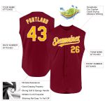 Personalized Authentic Sleeveless Baseball Jersey in Crimson Gold-White Personalized Crimson Gold-White Authentic Sleeveless