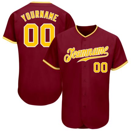 Custom Baseball Jersey in Crimson, Gold, and White - Personalized Sports Apparel Personalized Crimson Gold-White Baseball