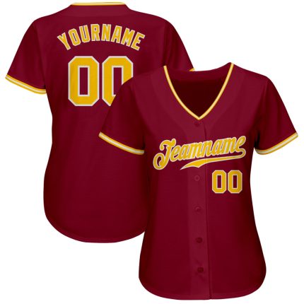 Custom Baseball Jersey in Crimson, Gold, and White - Personalized Sports Apparel Personalized Crimson Gold-White Baseball