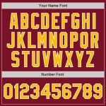 Custom Team Name and Number Crimson Gold-White Bomber Varsity Letterman Jacket Full-Snap Two Tone Personalized Crimson Gold-White