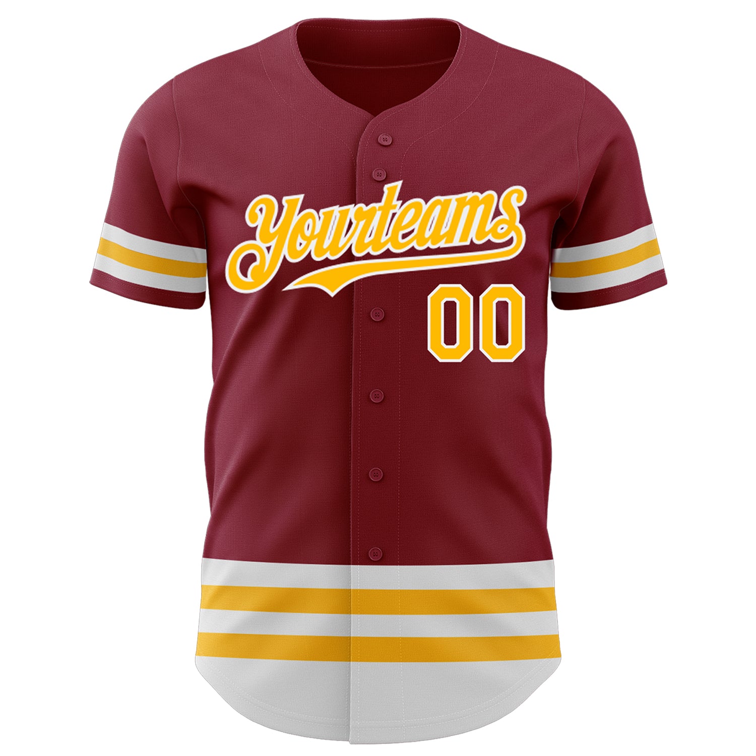 Personalized Baseball Jersey in Crimson Gold-White Line Design for Custom Team Apparel Personalized Crimson Gold-White Line - Image 2