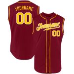 Personalized Baseball Jersey in Crimson Gold and White - Sleeveless Design Personalized Crimson Gold-White Sleeveless Baseball