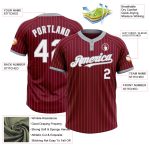 Personalized Unisex Softball Jersey in Crimson Gray Pinstripe - Two-Button Style Personalized Crimson Gray Pinstripe White