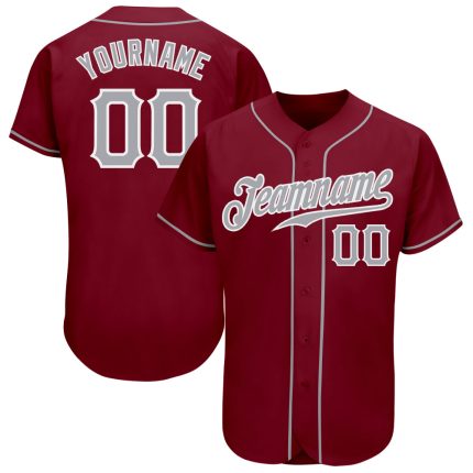 Custom Crimson Gray-White Authentic Baseball Jersey - Personalized Team Gear Personalized Crimson Gray-White Authentic Baseball