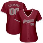 Custom Name Number Baseball Jersey - Personalized Crimson Gray White Authentic Team Jersey Personalized Crimson Gray-White