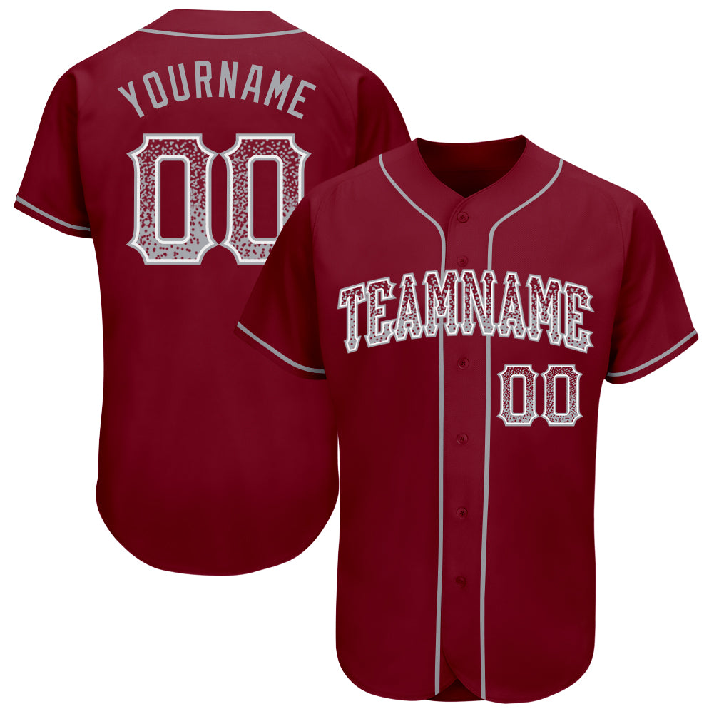 Custom Name Number Authentic Baseball Jersey - Crimson Gray White Drift Fashion Team Jersey Personalized Crimson Gray-White