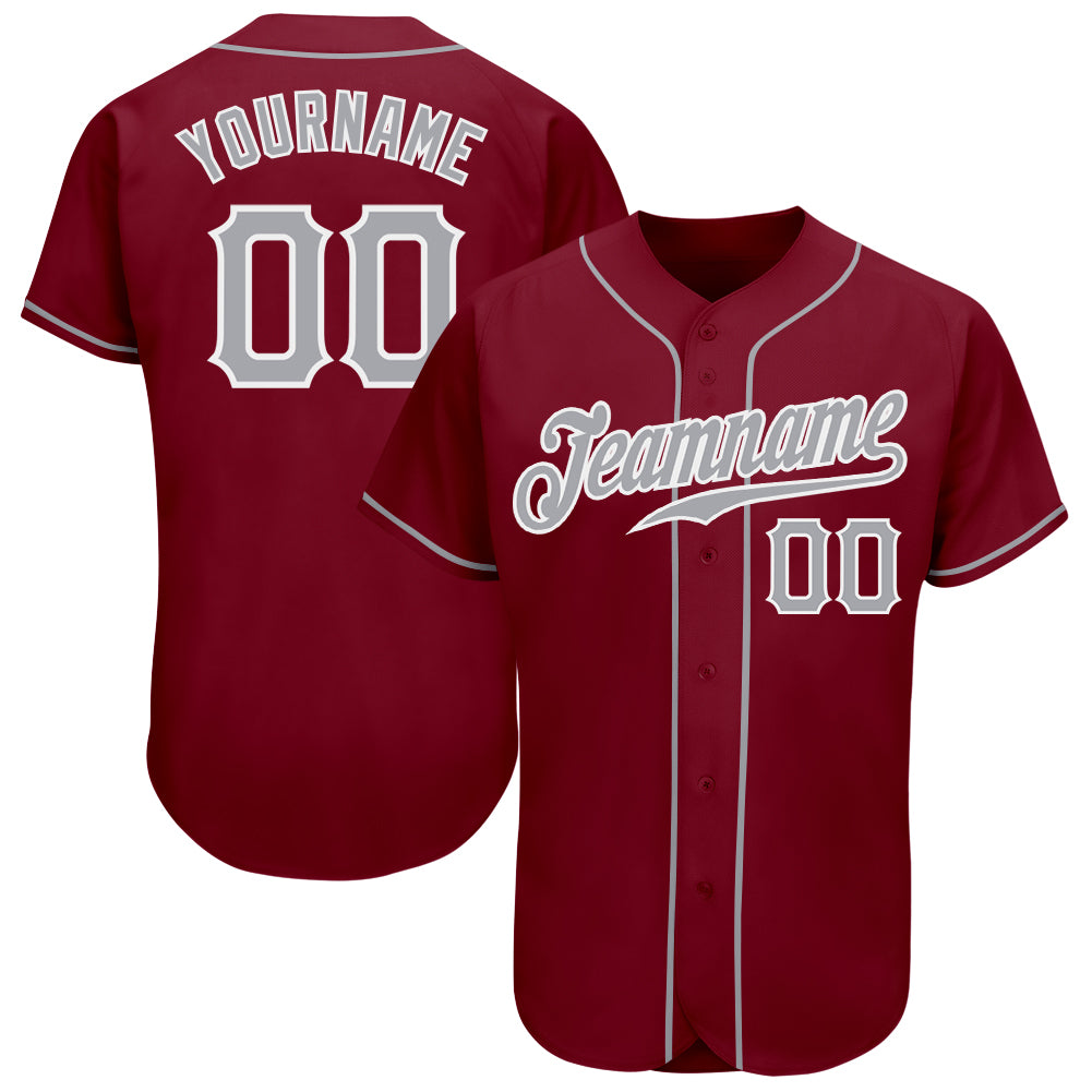 Custom Baseball Jersey in Crimson Gray and White for Adults - Size 2 Personalized Crimson Gray-White Baseball Jersey 2