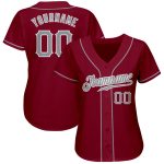 Custom Baseball Jersey in Crimson Gray and White for Adults - Size 2 Personalized Crimson Gray-White Baseball Jersey 2