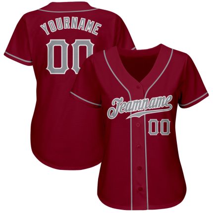 Custom Baseball Jersey in Crimson Gray and White for Adults - Size 2 Personalized Crimson Gray-White Baseball Jersey 2