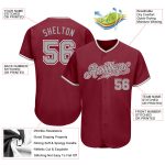 Personalized Baseball Jersey in Crimson Gray-White Color for Men and Women Personalized Crimson Gray-White Baseball Jersey