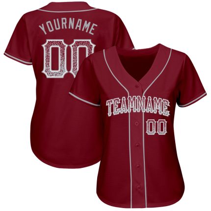 Personalized Crimson Gray White Drift Baseball Jersey for Trendy Fans Personalized Crimson Gray-White Drift Fashion Baseball