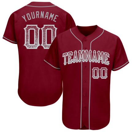 Personalized Crimson Gray White Drift Baseball Jersey for Trendy Fans Personalized Crimson Gray-White Drift Fashion Baseball