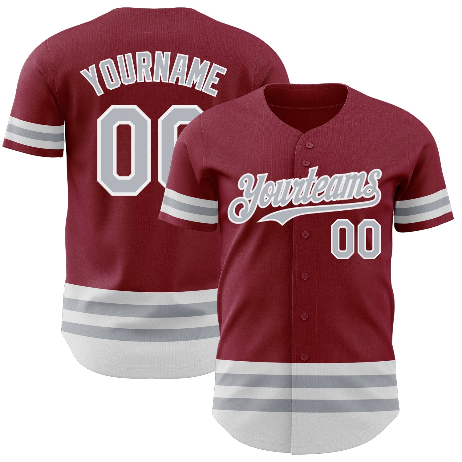 Custom Name and Number Baseball Jersey - Personalized Crimson Gray-White Line Authentic Team Jersey Personalized Crimson