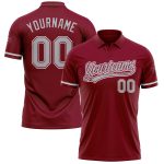 Personalized Performance Vapor Golf Polo Shirt in Crimson Gray-White Personalized Crimson Gray-White Performance Vapor Golf