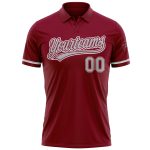 Personalized Performance Vapor Golf Polo Shirt in Crimson Gray-White Personalized Crimson Gray-White Performance Vapor Golf